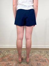 Linen Blend Easy Short in Navy - The Shoe Hive