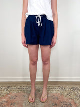 Linen Blend Easy Short in Navy - The Shoe Hive