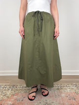 Long Poplin Skirt in Kelp - The Shoe Hive