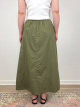 Long Poplin Skirt in Kelp - The Shoe Hive