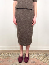 Long Pull - On Skirt in Brown/Ivory Speckled Knit - The Shoe Hive