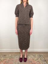 Long Pull - On Skirt in Brown/Ivory Speckled Knit - The Shoe Hive