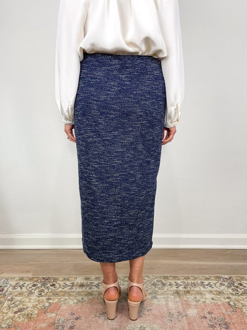 Long Pull On Skirt in Ink Speckled Knit - The Shoe Hive