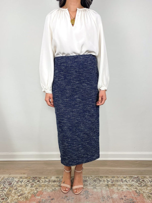 Long Pull On Skirt in Ink Speckled Knit - The Shoe Hive