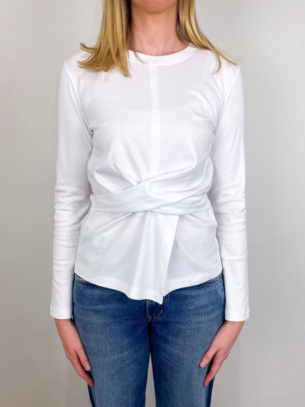 Long Sleeve Kelsey Top in Optic White - The Shoe Hive