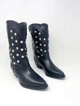 Loretta in Black Calf w/Studs - The Shoe Hive