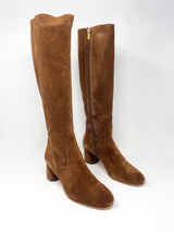 Lorette Boot in Velour Cognac - The Shoe Hive