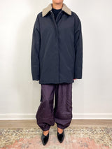 Lotte Nylon Carcoat w/Removable Sherpa Collar in Black - The Shoe Hive