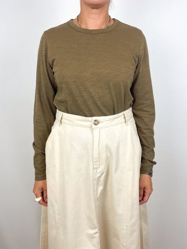 L/S Crew Back Seam in Truffle - The Shoe Hive