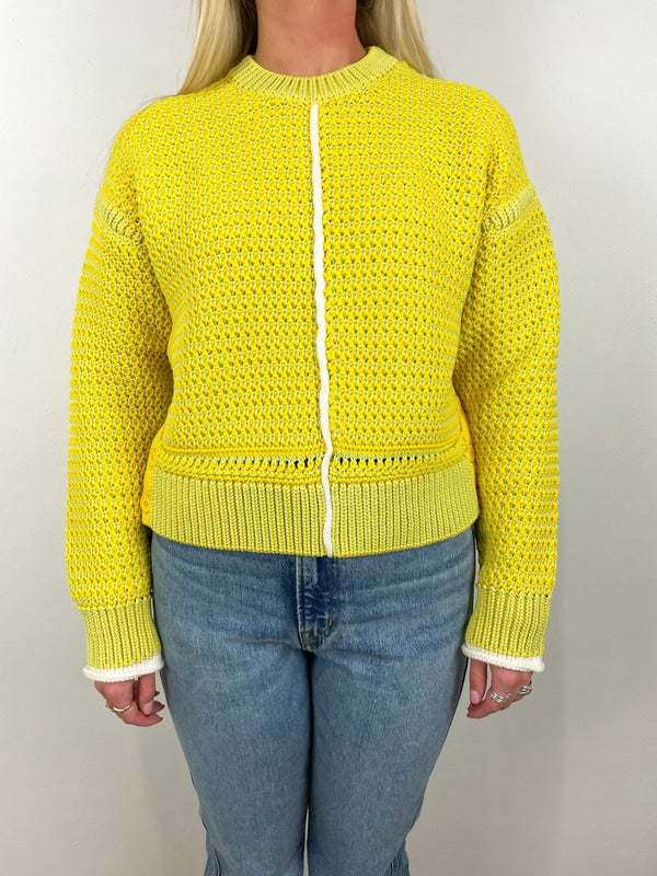 LS Crewneck Pull Over w/Button Plackets in Yellow/Green - The Shoe Hive