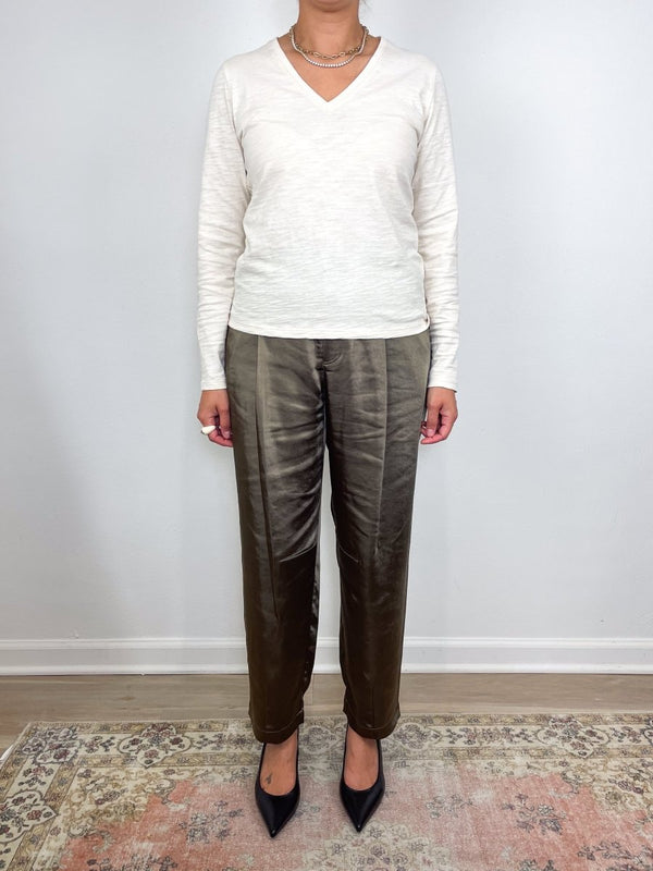 L/S V - Neck Back Seam in Stone - The Shoe Hive