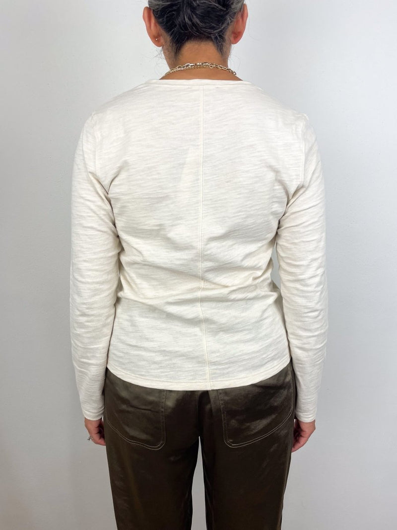 L/S V - Neck Back Seam in Stone - The Shoe Hive