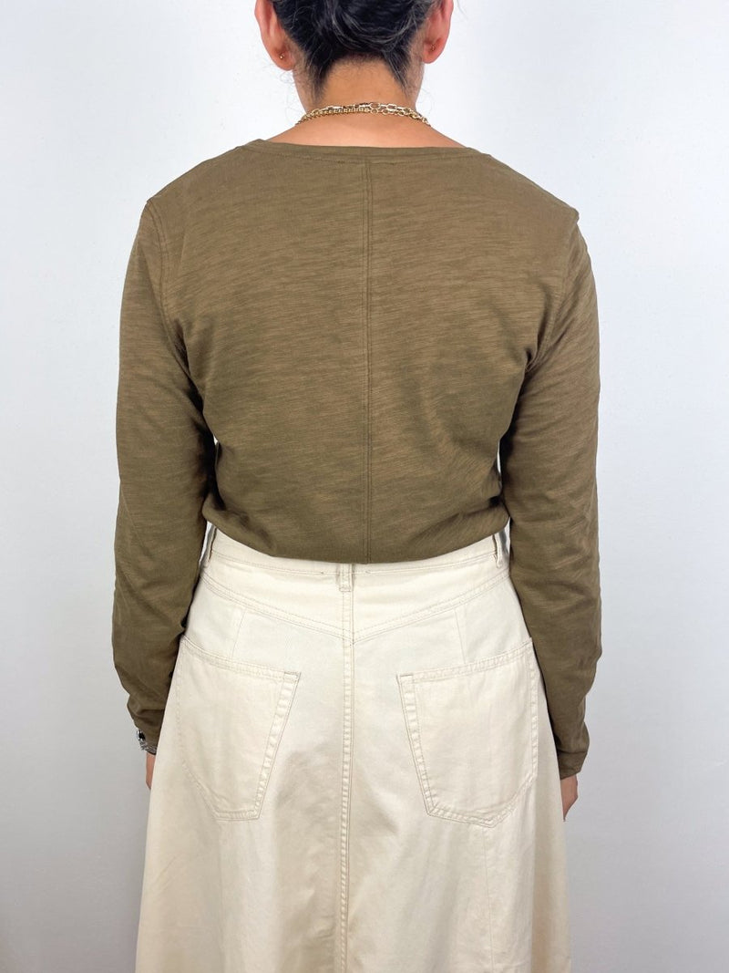 L/S V - Neck Back Seam in Truffle - The Shoe Hive