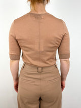 Lucia Short Sleeve Sweater in Tan - The Shoe Hive