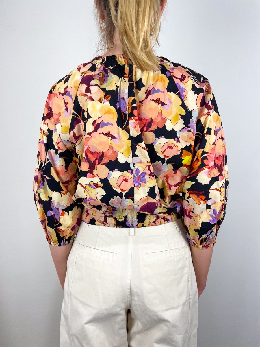 Lucie Bubble Sleeve Top in Night Bloom exclusive at The Shoe Hive