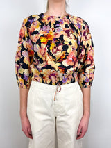 Lucie Bubble Sleeve Top in Night Bloom - The Shoe Hive
