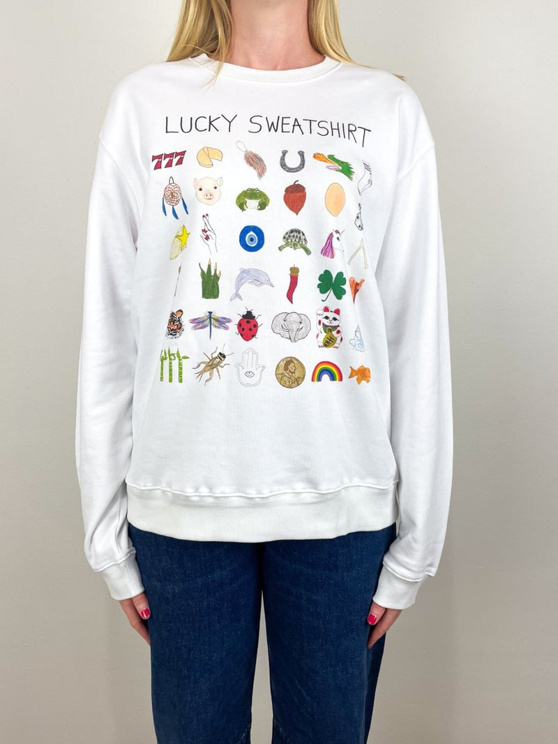 Lucky Shirt Men's Crewneck Sweatshirt in White - The Shoe Hive