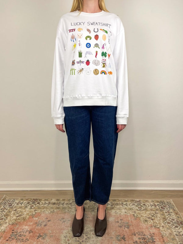 Lucky Shirt Men's Crewneck Sweatshirt in White - The Shoe Hive