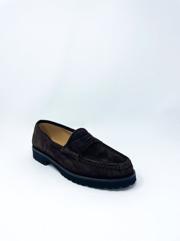 Lug Sole Loafer in Chocolate Suede - The Shoe Hive