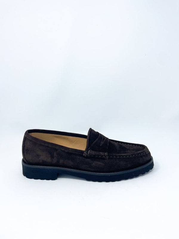 Lug Sole Loafer in Chocolate Suede - The Shoe Hive