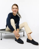 Lug Sole Penny Loafer in Navy Suede - The Shoe Hive