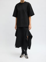 Luxe Crepe Knit Side Drape Skirt in Black - The Shoe Hive