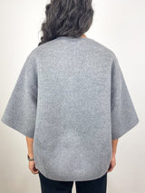 Luxe Double Faced Wool Angora V - Neck Top in Heather - The Shoe Hive