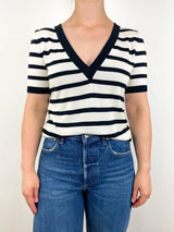 Luxe Emerson Knit Top in Mariner Stripe Tencel + Cashmere - The Shoe Hive