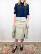 Luxe Spring Tucked Pleat Skirt in Taupe - The Shoe Hive