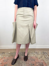 Luxe Spring Tucked Pleat Skirt in Taupe - The Shoe Hive