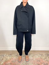 Mackenzie Oversized Biker Jacket in Charcoal - The Shoe Hive