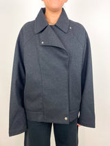 Mackenzie Oversized Biker Jacket in Charcoal - The Shoe Hive