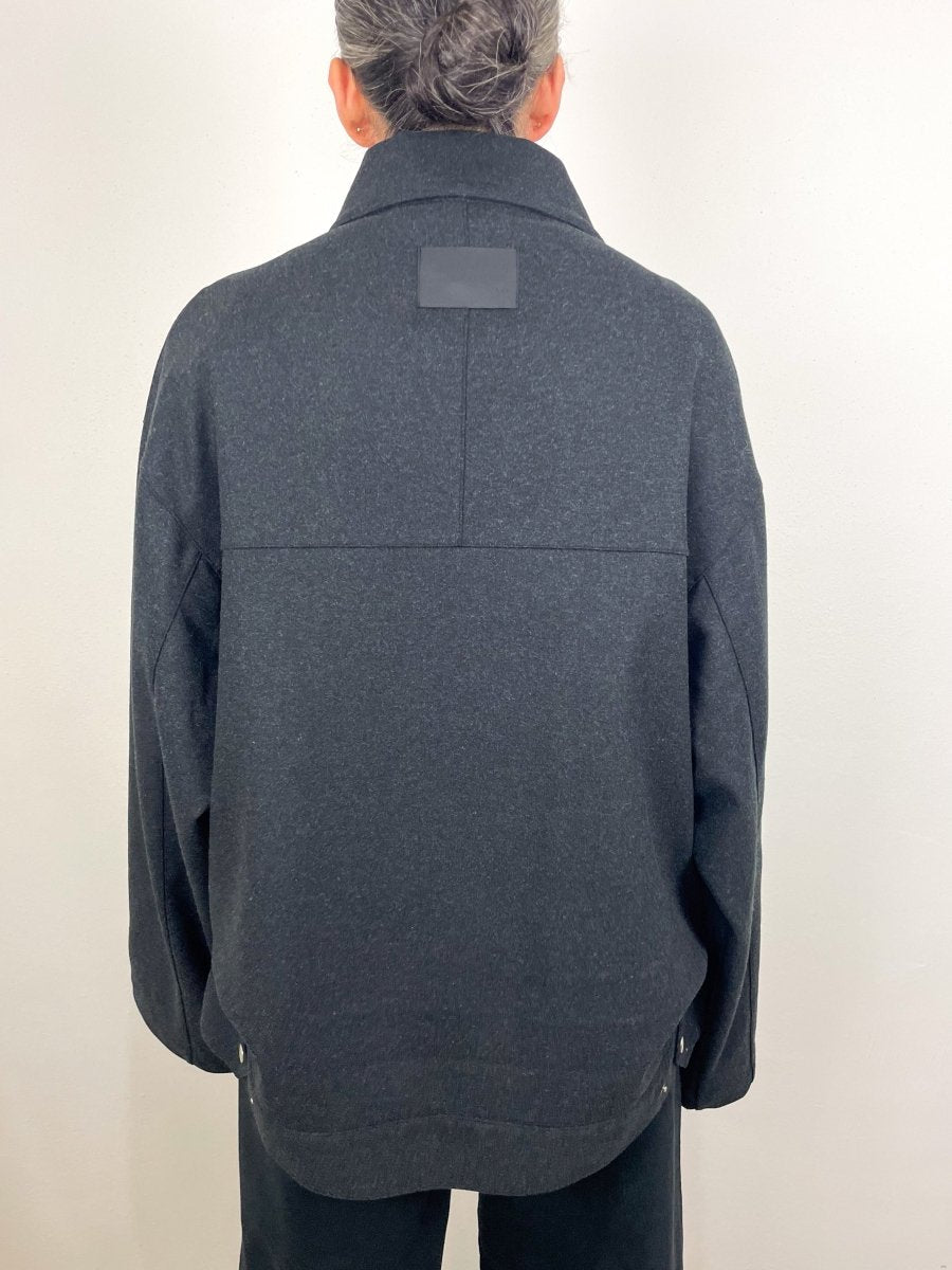 Mackenzie Oversized Biker Jacket in Charcoal exclusive at The Shoe