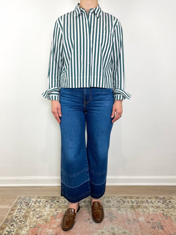 Maia Top in Pine & White Stripe - The Shoe Hive