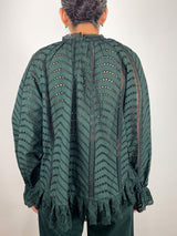 Marcella Asymmetrical Long Sleeve Blouse in Cypress - The Shoe Hive