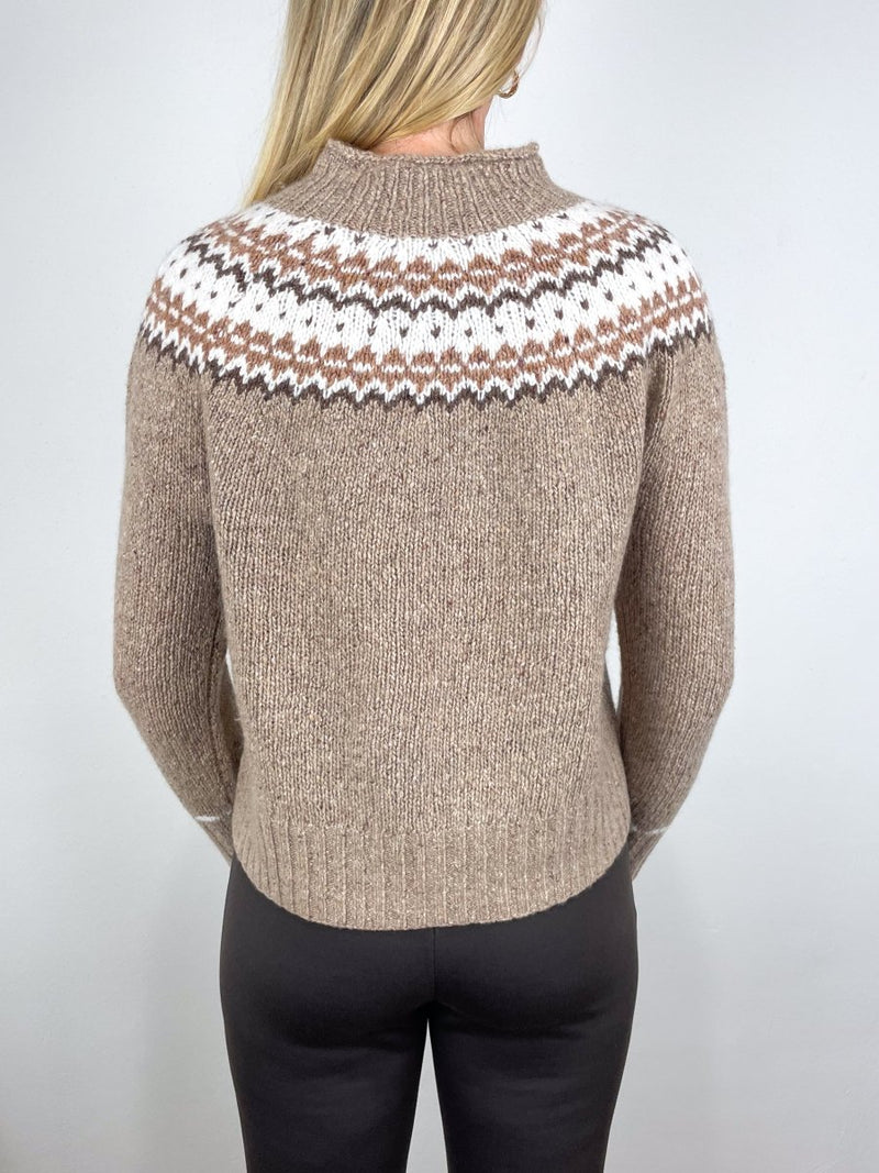 Marge Fair Isle Sweater in Camel Donegal Multi Hand Knit Cashmere - The Shoe Hive