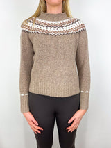 Marge Fair Isle Sweater in Camel Donegal Multi Hand Knit Cashmere - The Shoe Hive