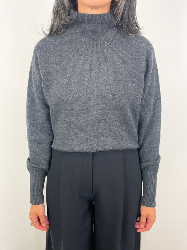 Marie Funnel - Neck Sweater in Charcoal Cashmere - The Shoe Hive