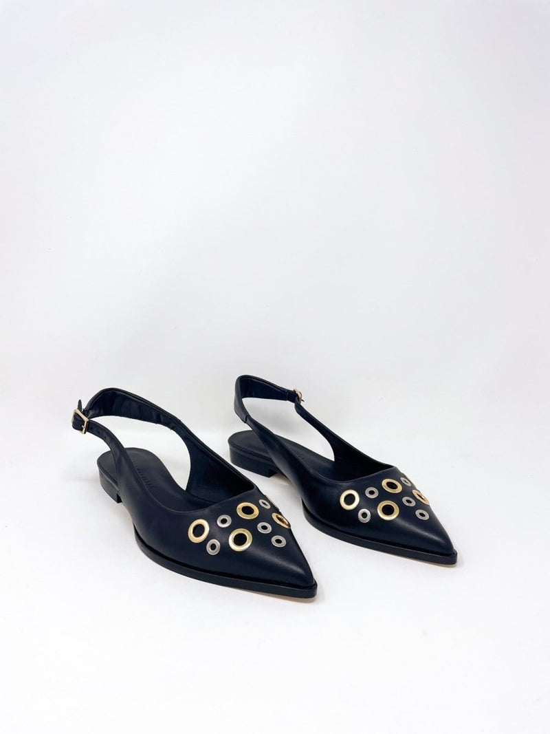 Marie in Black Calf w/Mixed Grommets - The Shoe Hive