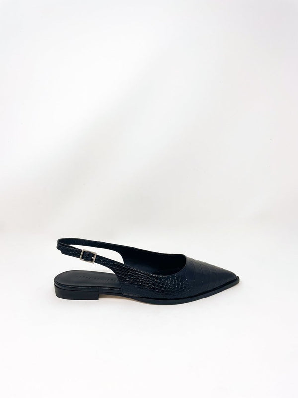 Marie in Black Embossed Croc - The Shoe Hive