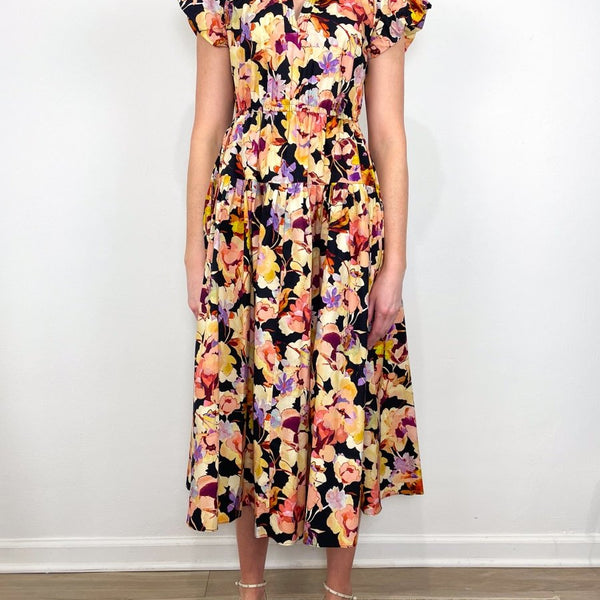 Marin Cotton Midi Dress in Night Bloom