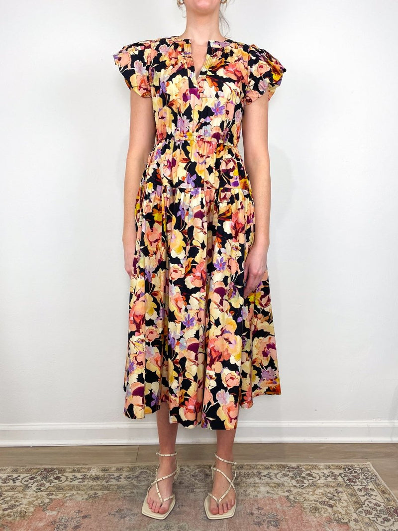 Marin Cotton Midi Dress in Night Bloom