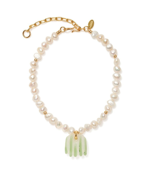 Marine Glass Necklace in White - The Shoe Hive