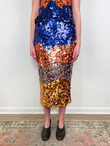 Matilde Sequin Knit Skirt in Moontide - The Shoe Hive