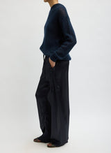Matte Satin Plisse Winslow Pant in Navy - The Shoe Hive
