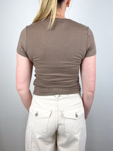 Maude U Neck Tee in Cocoa - The Shoe Hive