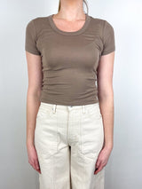 Maude U Neck Tee in Cocoa - The Shoe Hive
