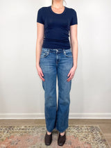Maude U Neck Tee in Navy - The Shoe Hive
