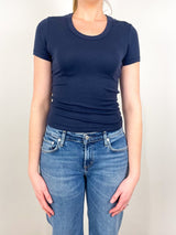 Maude U Neck Tee in Navy - The Shoe Hive