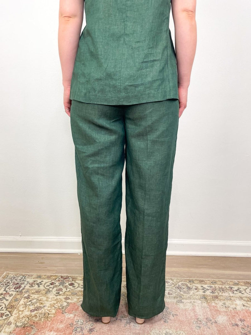 Maureen Pant in Safari Green Sahara Linen - The Shoe Hive